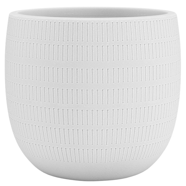 AURA 29/27 donica ceramiczna w paski biała