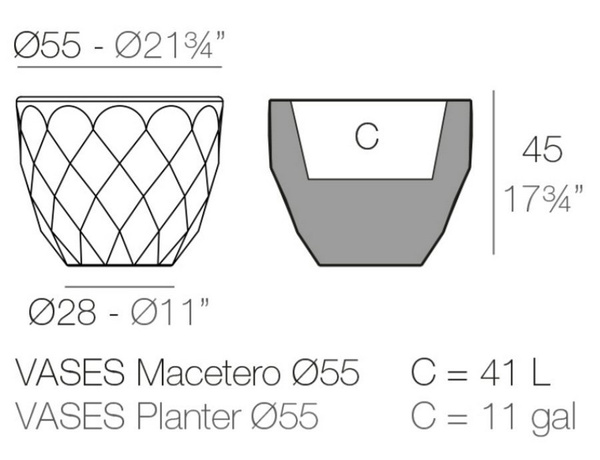 VASES VONDOM 55/45 donica designerska geometryczna KOLOR NA ZAMÓWIENIE