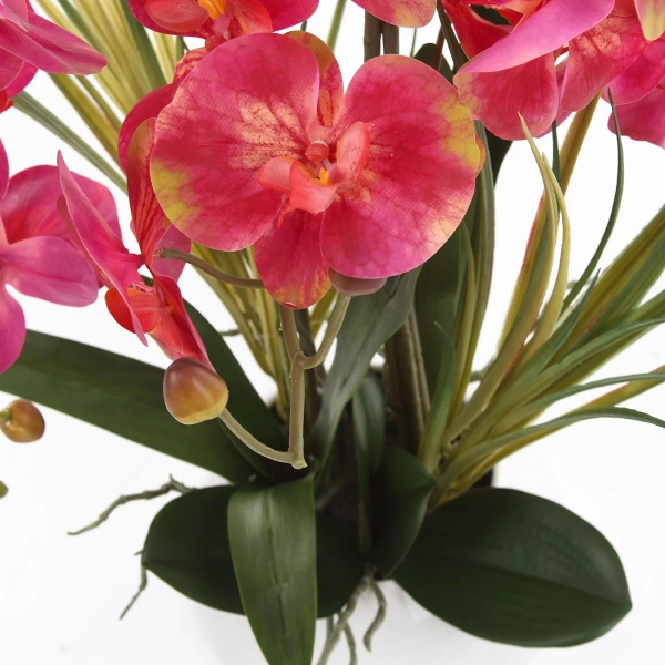 Sztuczny storczyk Phalenopsis różowy 58 cm w białej ceramicznej doniczce