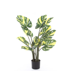 Sztuczna Monstera dziurawa Variegara żółto-zielona 90 cm