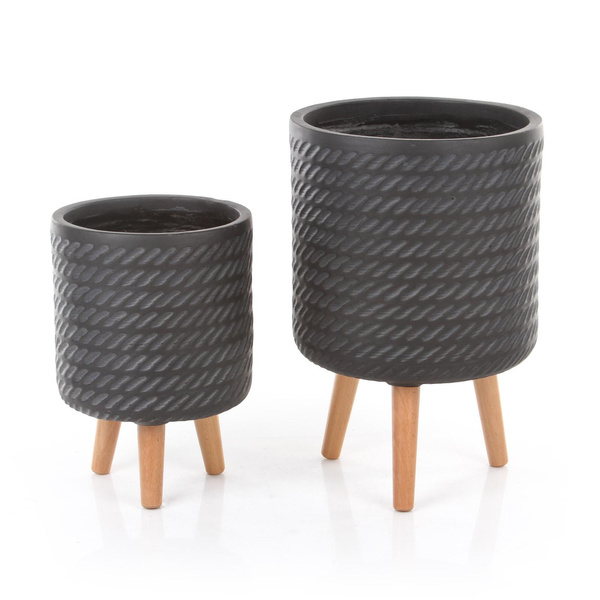 CORDA CYLINDER 30/46 osłonka na drewnianych nóżkach czarna