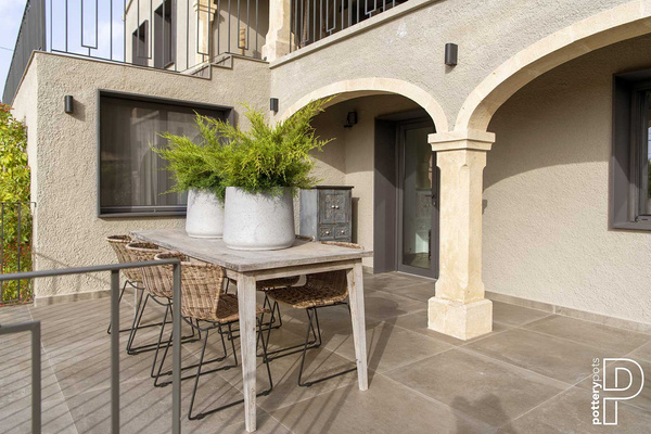 Patt XXL 34/28,5 okrągła donica kamienna szara cementowa