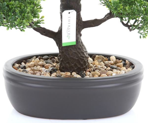 Sztuczne drzewko Bonsai Fikus mini 43 cm w brązowej doniczce