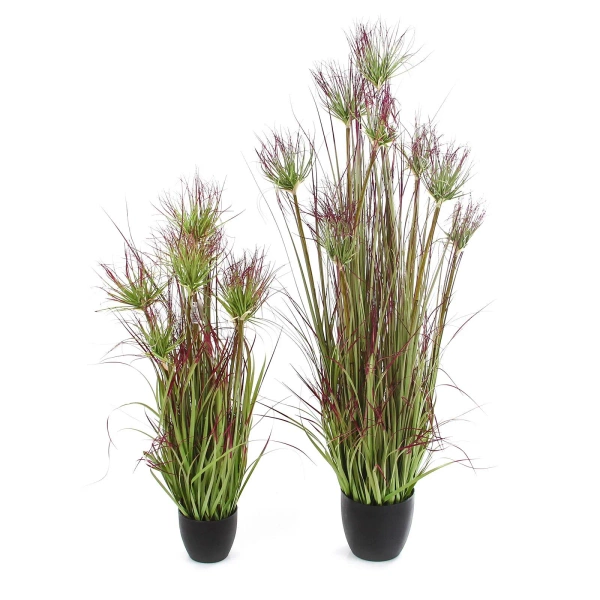 Sztuczna trawa cyperus 125 cm w doniczce zielono-czerwona