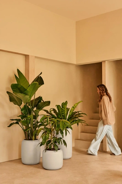 Amber Beads Medium 39/48 designerska donica na taras biała linen white