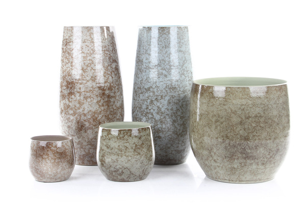 OLIVER 16/13 doniczka ceramiczna szkliwiona brązowo-szara