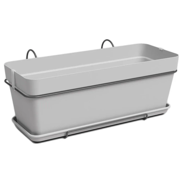 Capri Box Balcony 50 szara podłużna doniczka na poręcz