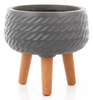 CORDA BOWL 24/23 płaska doniczka szara na drewnianych nóżkach