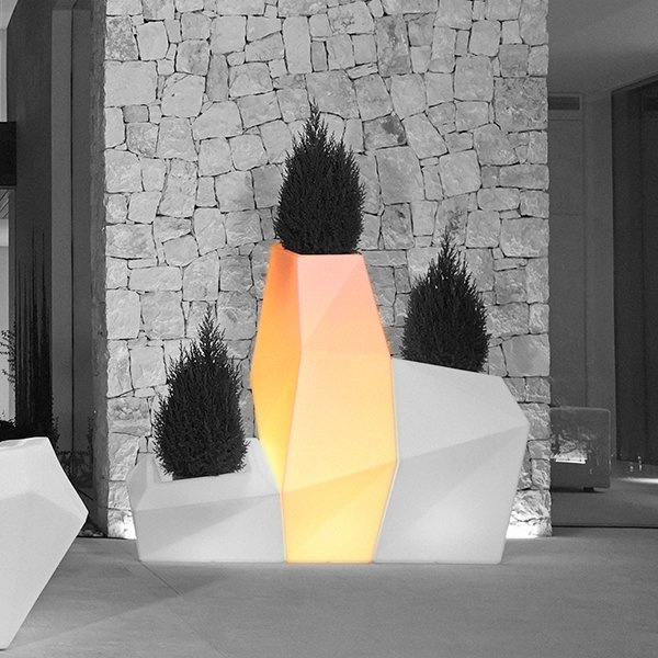 FAZ 44x49/110 wysoka donica designerska podświetlana biała LED