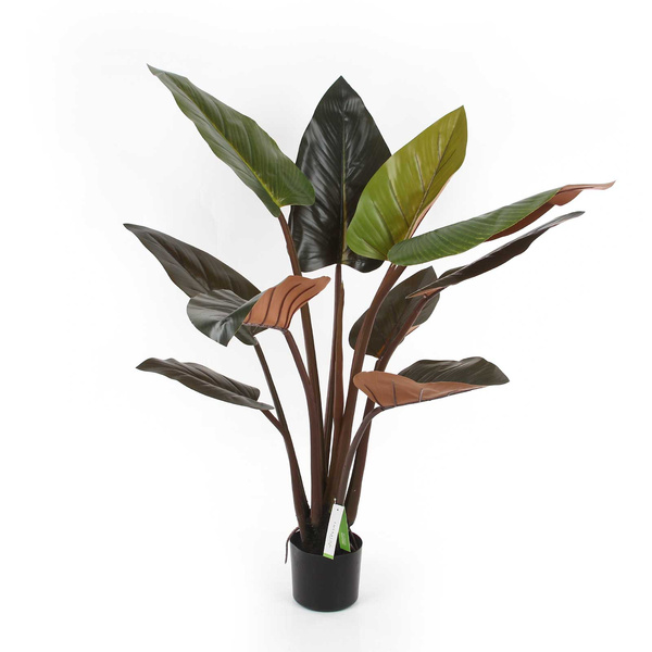 Sztuczny Filodendron 120 cm 10 liści zielony burgund duże liście