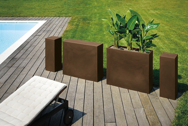 KUBE CASETTA HIGH SLIM 80x25/70 donica prostokątna wysoka brązowa rust