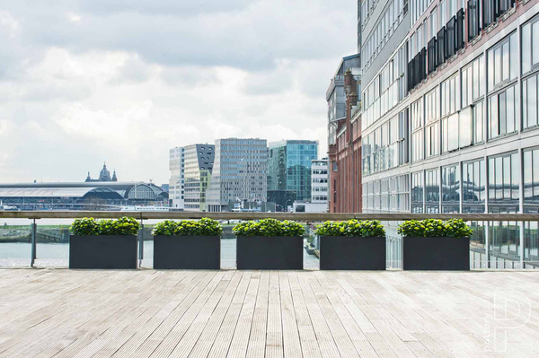 Jort M 100x40/50 niska donica prostokątna kamienna czarna