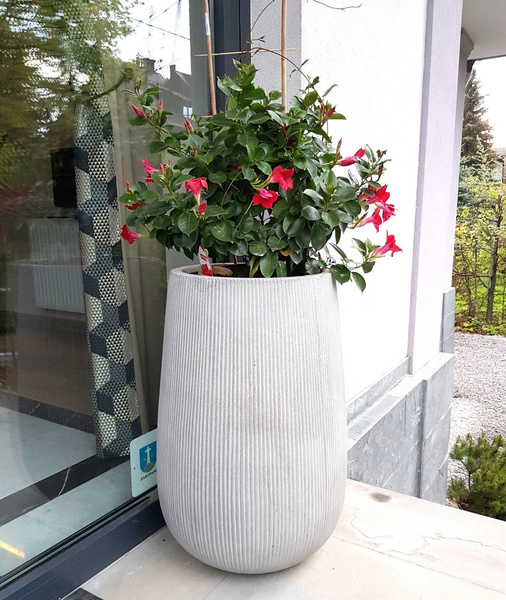 Patt High S 29/43 wysoka kamienna doniczka jasnoszara w prażki