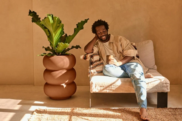 Amber Roll High 43/58 designerska donica wysoka karmelowa