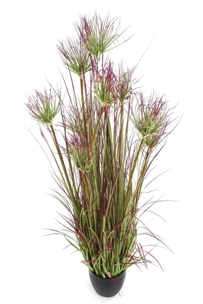 Sztuczna trawa cyperus 125 cm w doniczce zielono-czerwona