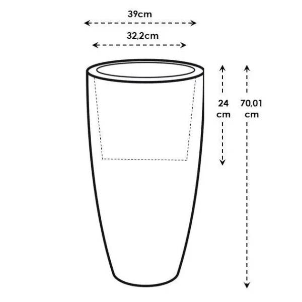 June Round High 39/70 wysoka beżowa donica na taras balanced beige