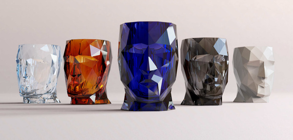 ADAN NANO GLOSSY 13x17/18 doniczka głowa designerska przydymiona transparent