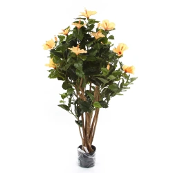 Sztuczny Hibiskus 100 cm pomarańczowe kwiaty deluxe