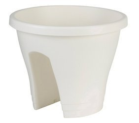 Corsica Flower Bridge 30 biała doniczka balkonowa na balustradę