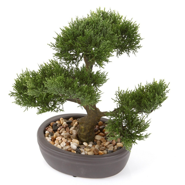Sztuczne drzewko Bonsai Cedr 32 cm w brązowej doniczce