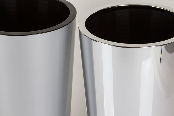 TUIT 33/61 satynowa srebrna doniczka wysoka z czarnym wkładem