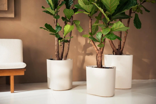 Eden Aquacare Medium 40 biała designerska donica linen white system samonawadniający