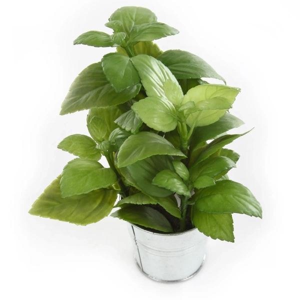 Sztuczna bazylia w cynkowej doniczce 23-26 cm zioła