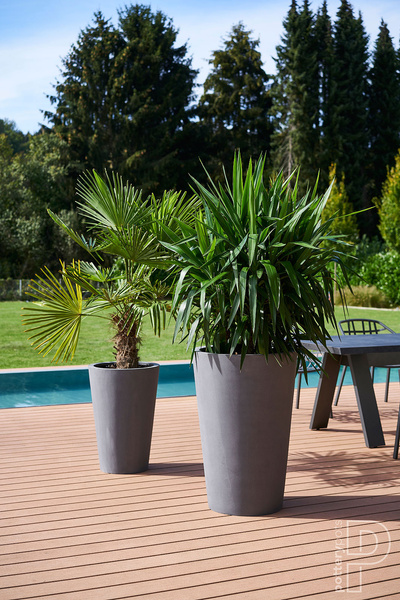 Belle L 60/90 wysoka donica kamienna szara