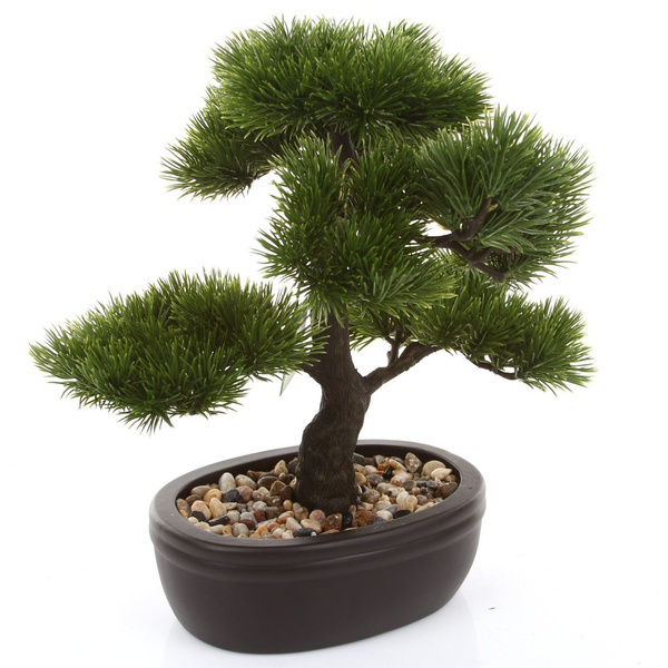 Sztuczne drzewko Bonsai Pinia Sosna 32 cm w brązowej doniczce
