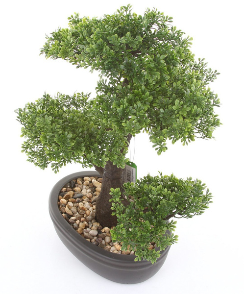 Sztuczne drzewko Bonsai Fikus mini 43 cm w brązowej doniczce
