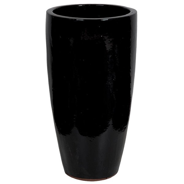 BLACK SHINY Partner 36/70 czarna donica ceramiczna wysoka